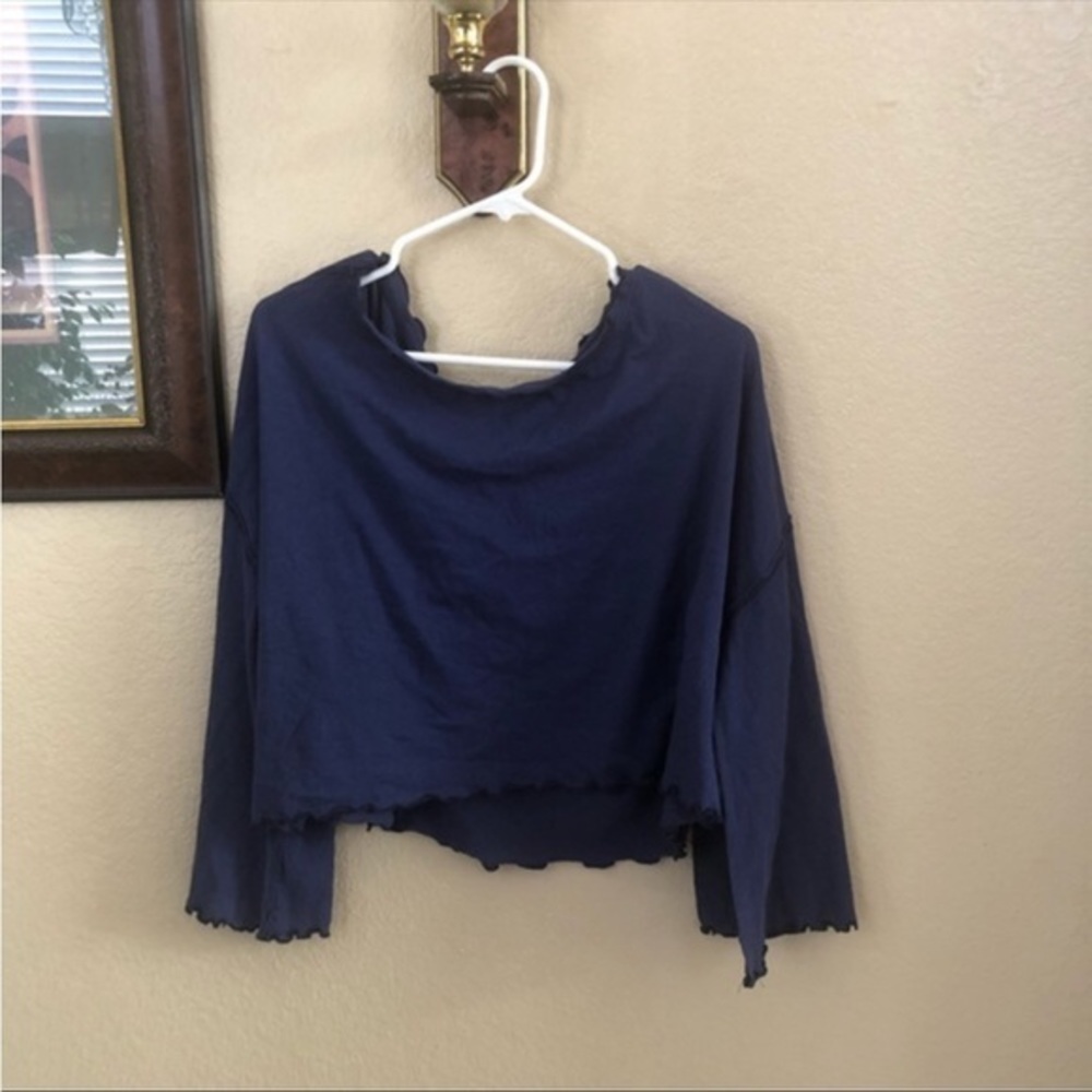NWT Free People Moonlight Surf Cropped Bell Sleeve Top Size Large - Picture 2 of 6